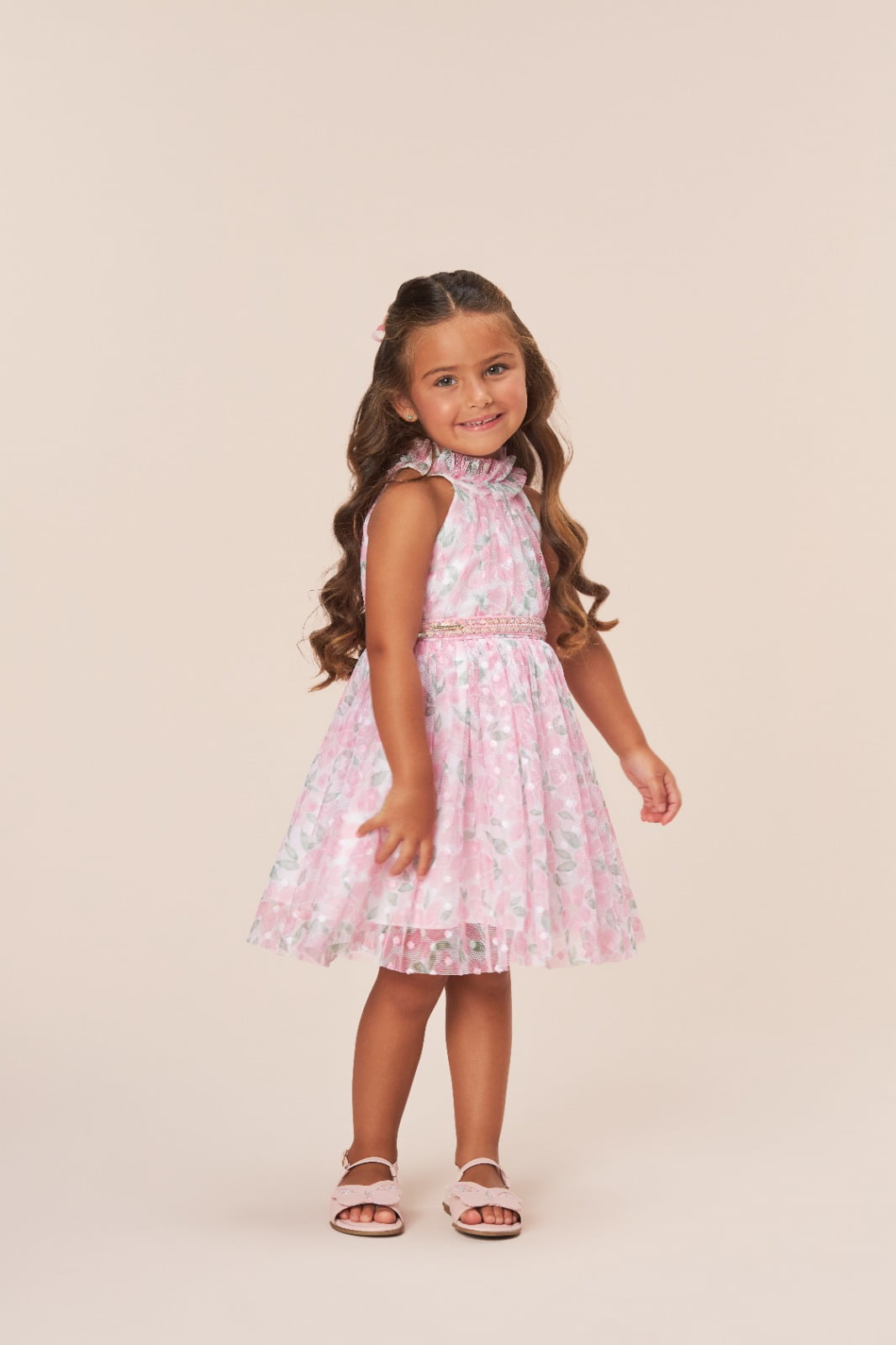 VESTIDO INFANTIL BAMBOLLINA EM TULE ESTAMPA FLORAL - 1023230