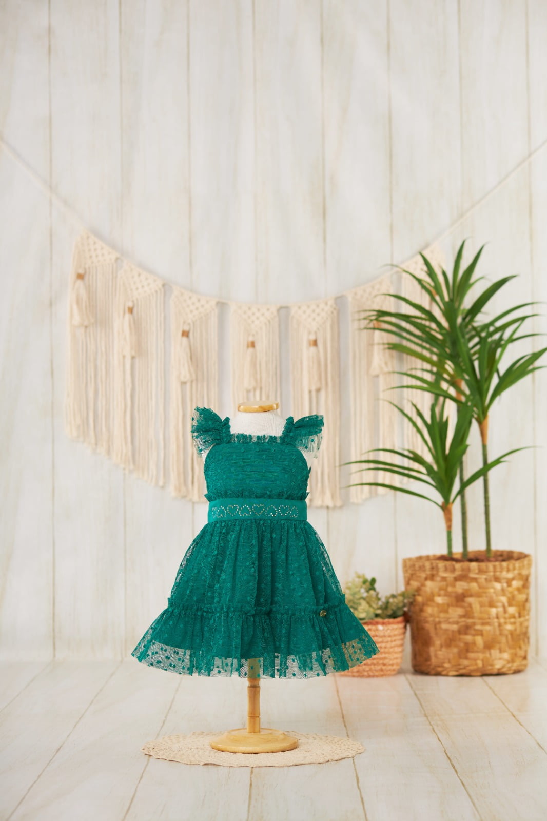 VESTIDO INFANTIL SERENA EM TULE POÁ VERDE - 1182330