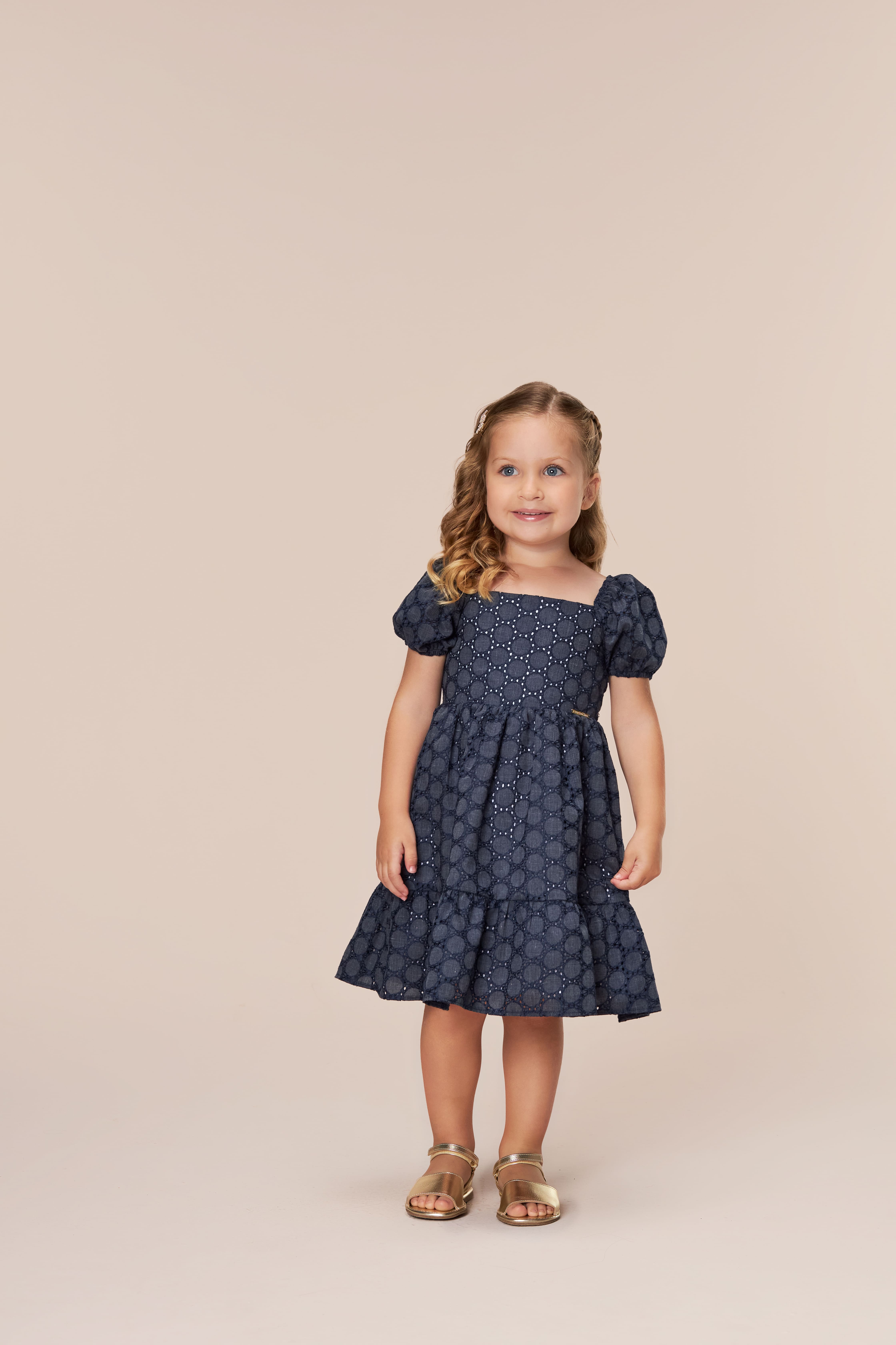 VESTIDO INFANTIL BAMBOLLINE EM BORDERY AZUL - 1287230