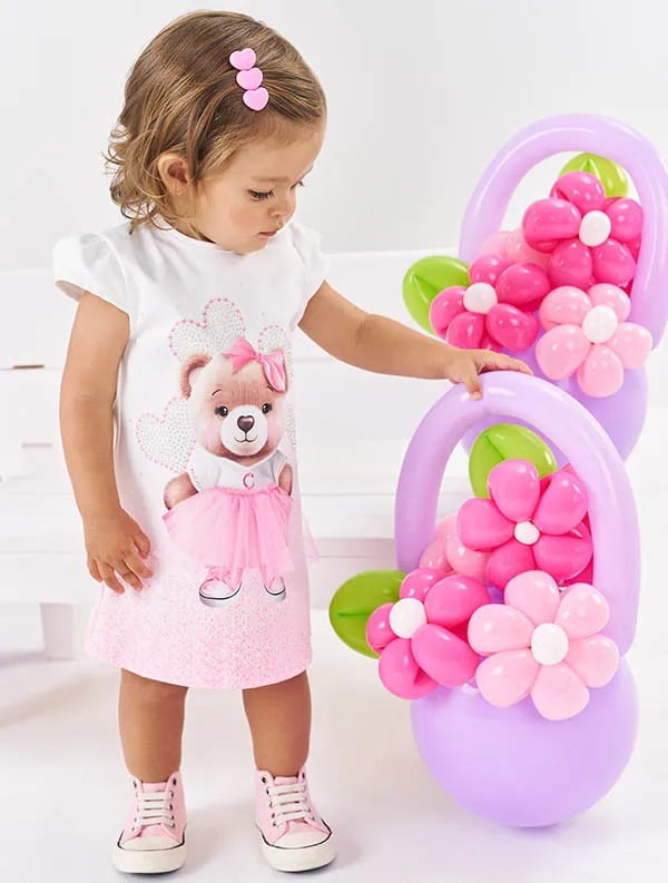 VESTIDO INFANTIL CINTI BABY ESTAMPA DE URSINHA ROSA - 10278