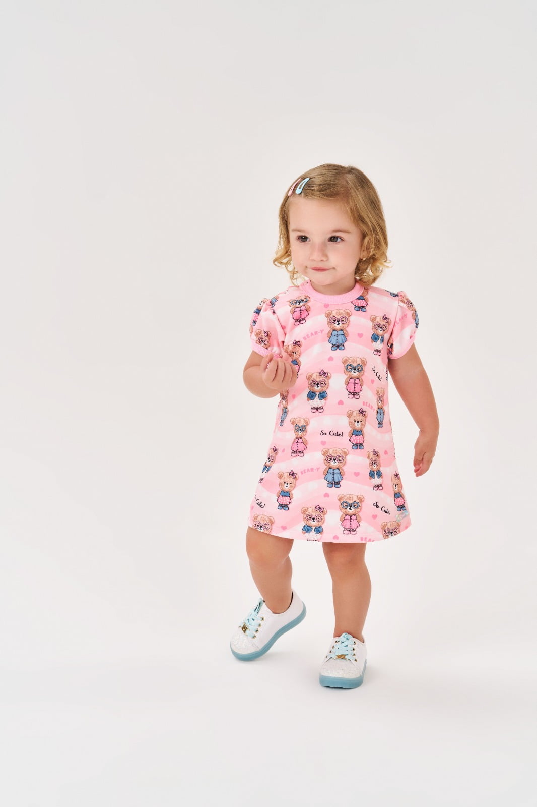 VESTIDO INFANTIL CINTI BABY COM ESTAMPA ROSA DE URSINHO -10261