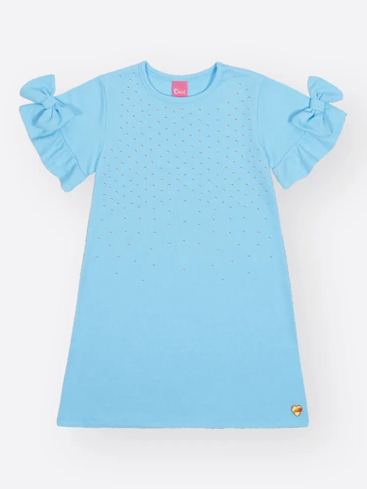 VESTIDO INFANTIL CINTI EM MOLETINHO WAFFLE COM STRASS - 012262480
