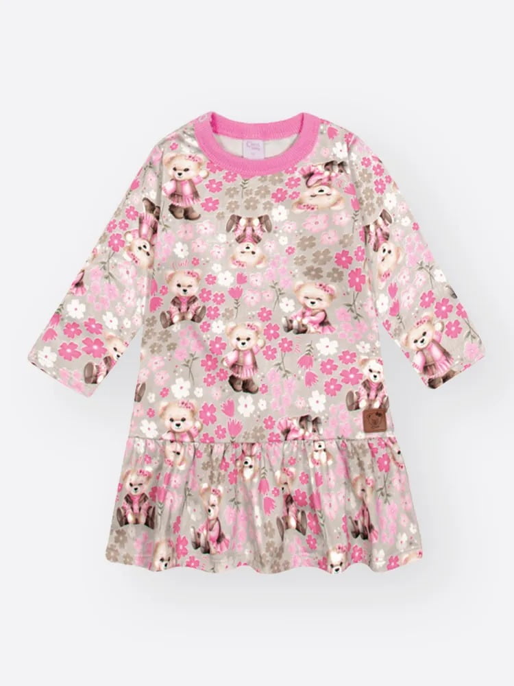 VESTIDO INFANTIL CINTI EM SUPLEX FELPADO ESTAMPADO - 10510