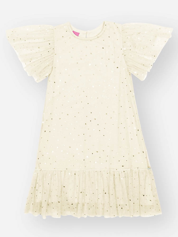 VESTIDO INFANTIL CINTI EM TULE COM CORAÇÕES E BRILHO - 12680