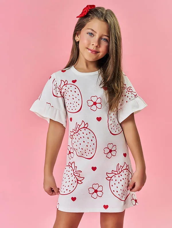 VESTIDO INFANTIL CINTI ESTAMPADO COM CHEIRINHO DE TUTTI - FRUTTI - 12264