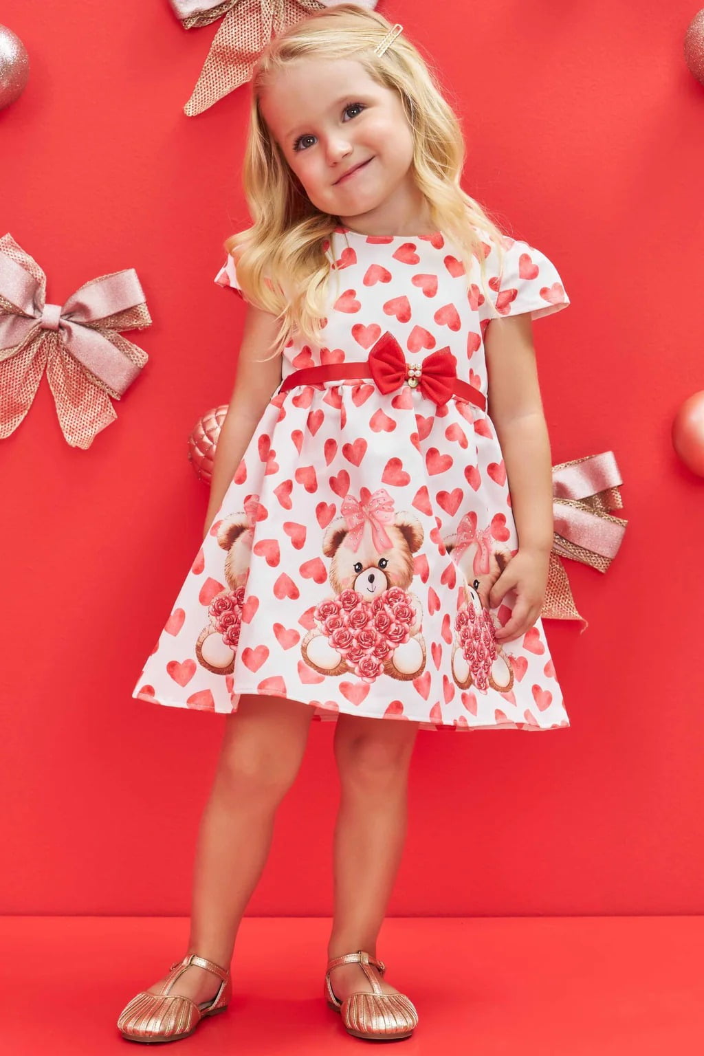 VESTIDO INFANTIL INFANTI EM CETIM ESTAMPADA - 77576