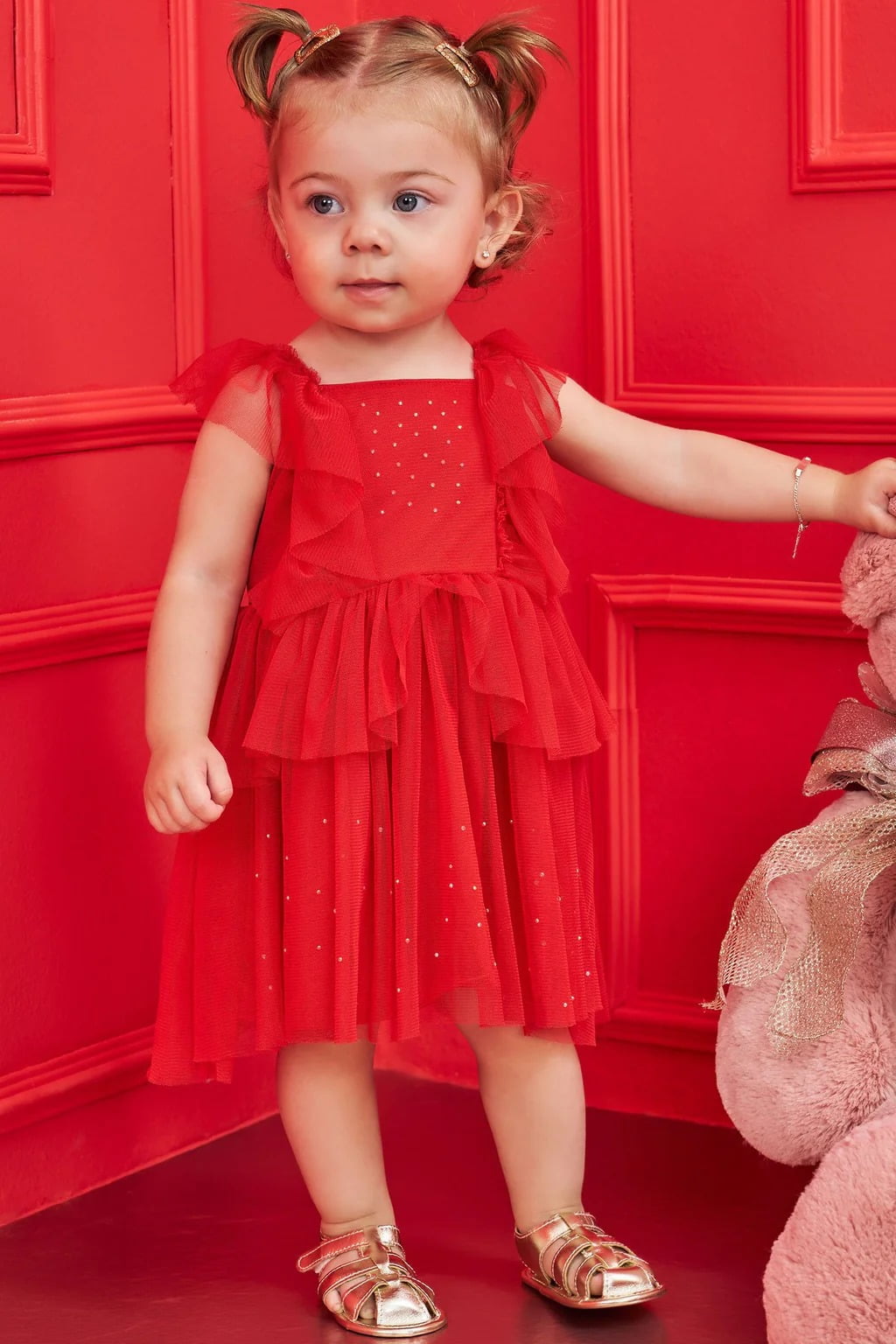 VESTIDO INFANTIL INFANTI EM TULE VERMELHO - 77586