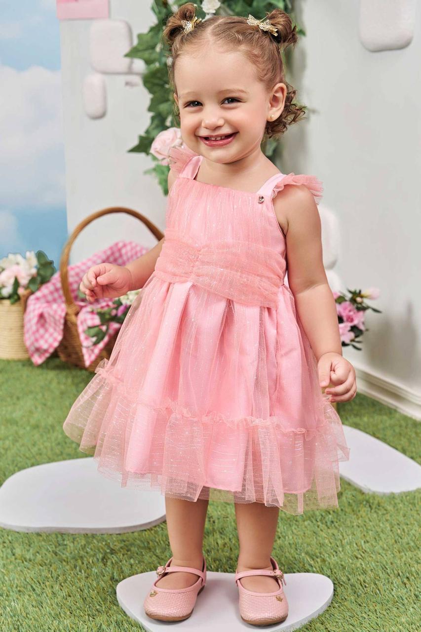 VESTIDO INFANTIL INFANTI EM TULE WAVE ROSA - 77862