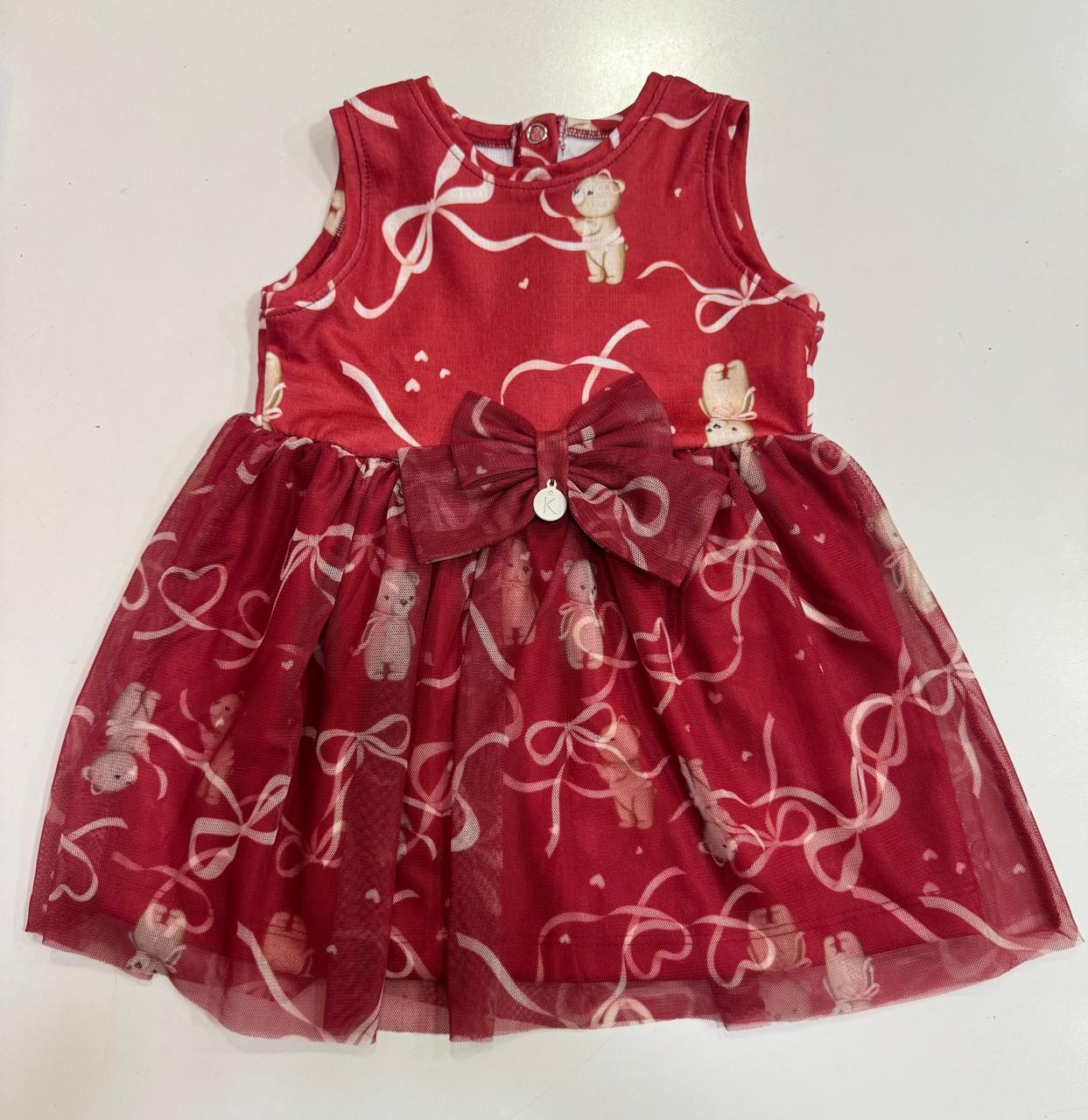 VESTIDO INFANTIL KIKI COM ESTAMPA DE URSINHO E ACOMPANHA CALCINHA - 1150019