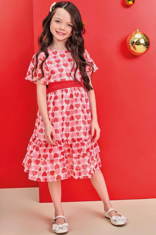 VESTIDO INFANTIL KUKIÊ EM CHIFFON BRILHO - 75597