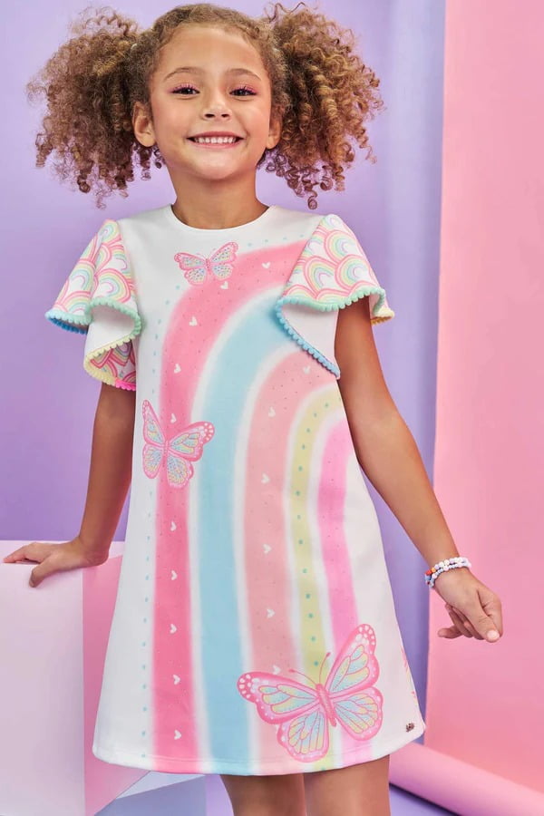 VESTIDO INFANTIL KUKIÊ EM FLY TECH ESTAMPA COLORIDA - 78900