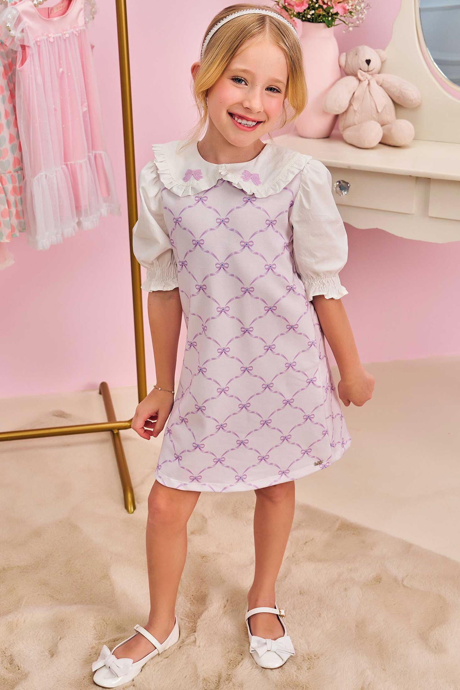 VESTIDO INFANTIL KUKIÊ EM MOLECOTTON E TRICOLINE - 75089