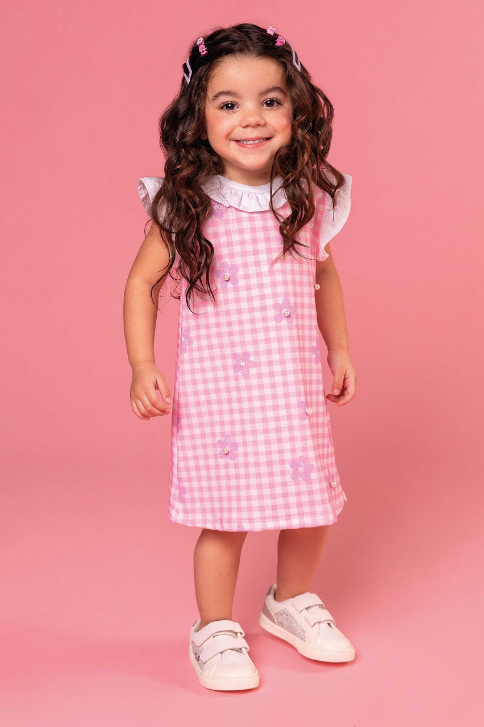 VESTIDO INFANTIL KUKIÊ EM MOLECOTTON E TRICOLLINE NAPOLI - 72726