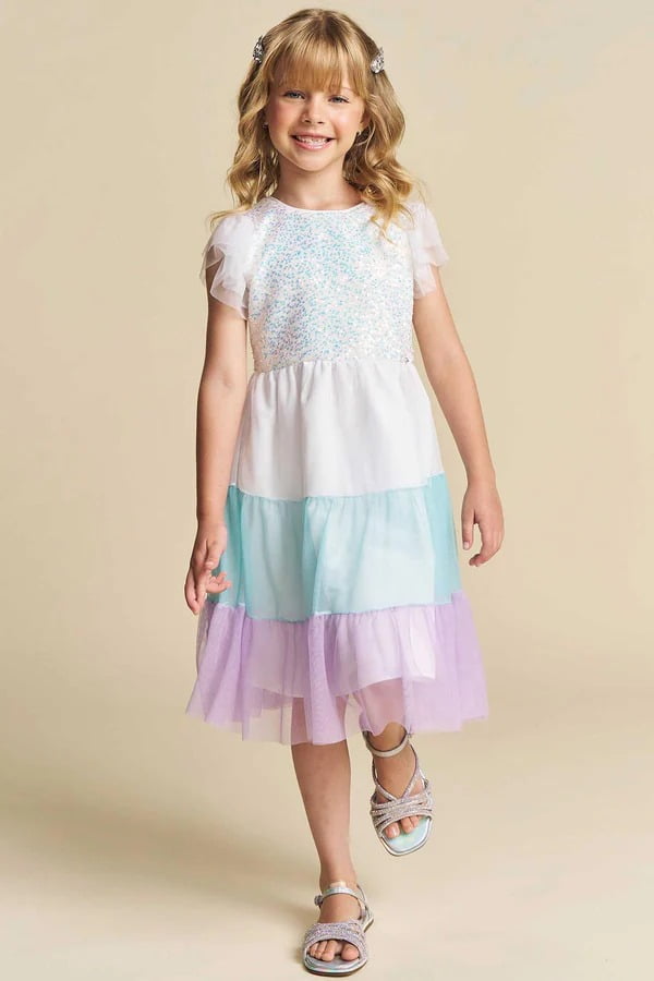 VESTIDO INFANTIL KUKIÊ EM PAETÊ E TULE - 75538