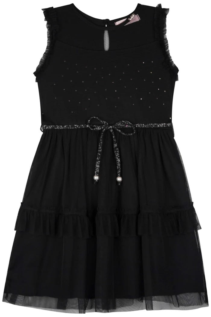 VESTIDO INFANTIL KUKIÊ EM TULE COM ELASTANO E STRASS - 83737