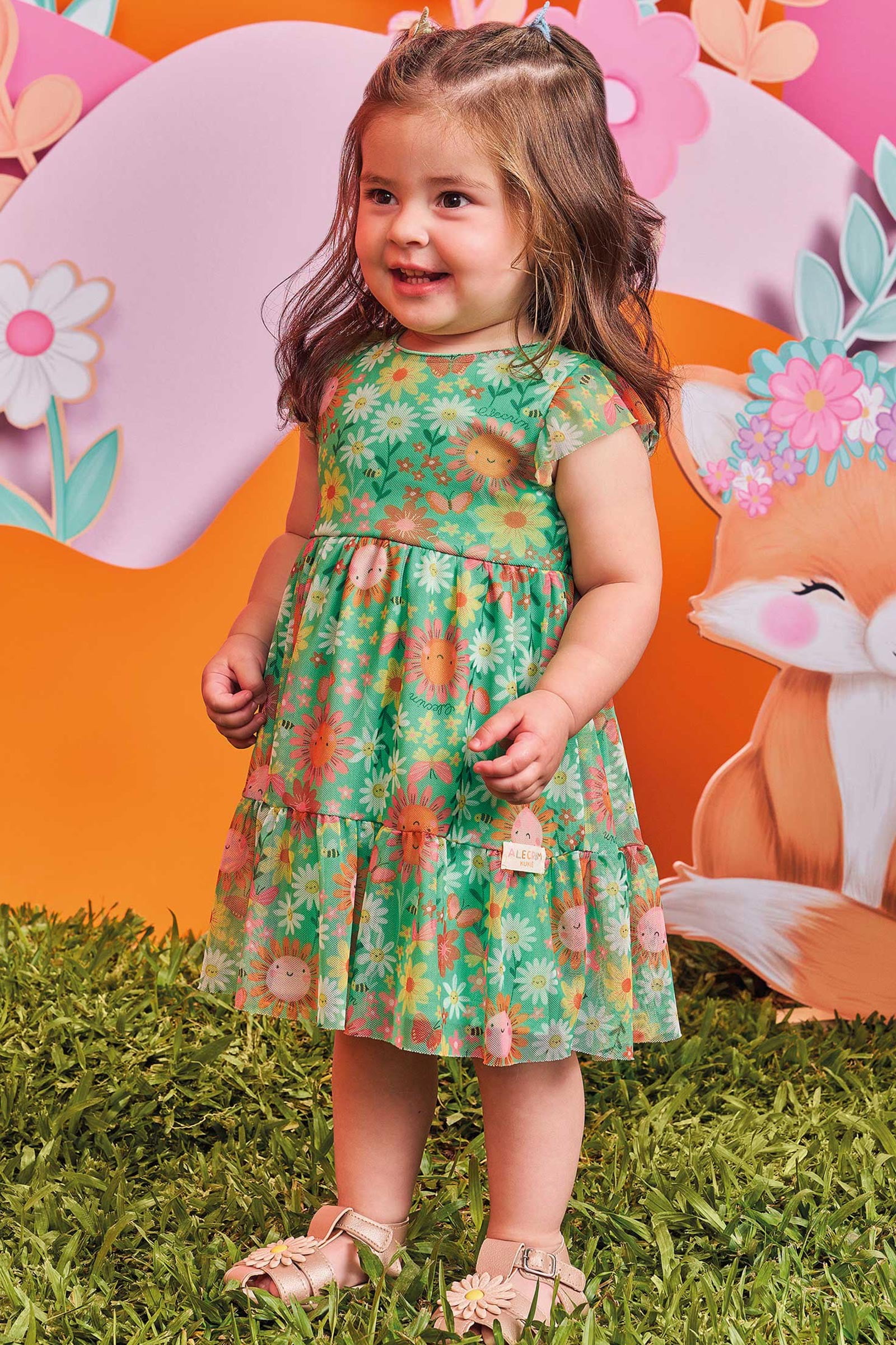 VESTIDO INFANTIL KUKIÊ EM TULE COMFY COM ESTAMPA DE MARGARIDAS - 75322