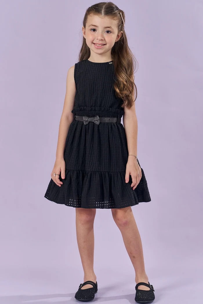 VESTIDO INFANTIL KUKIÊ EM VICHY DEVORE E STRASS - 83472