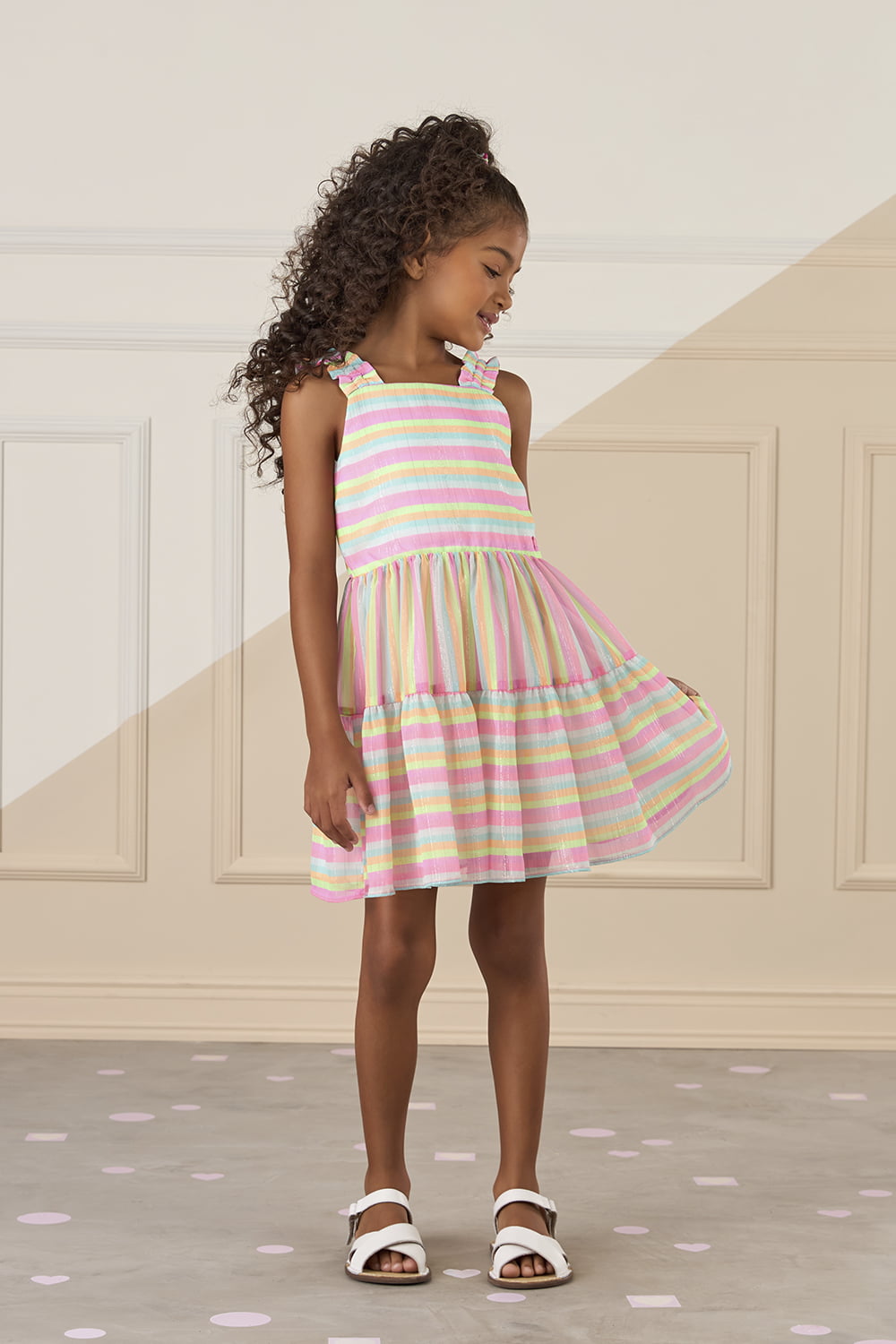 VESTIDO INFANTIL MON SUCRÉ EM CHIFFON BRILHO COLORIDO - 51133125178