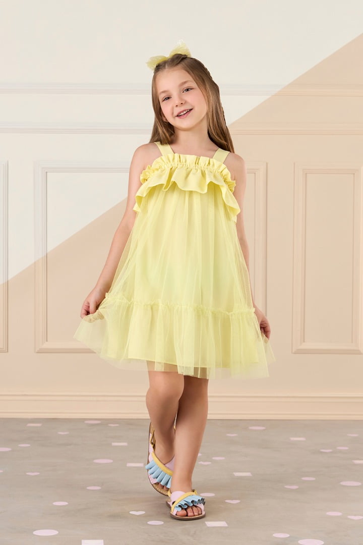 VESTIDO INFANTIL MON SUCRÉ EM TULE AMARELO - 51133125388