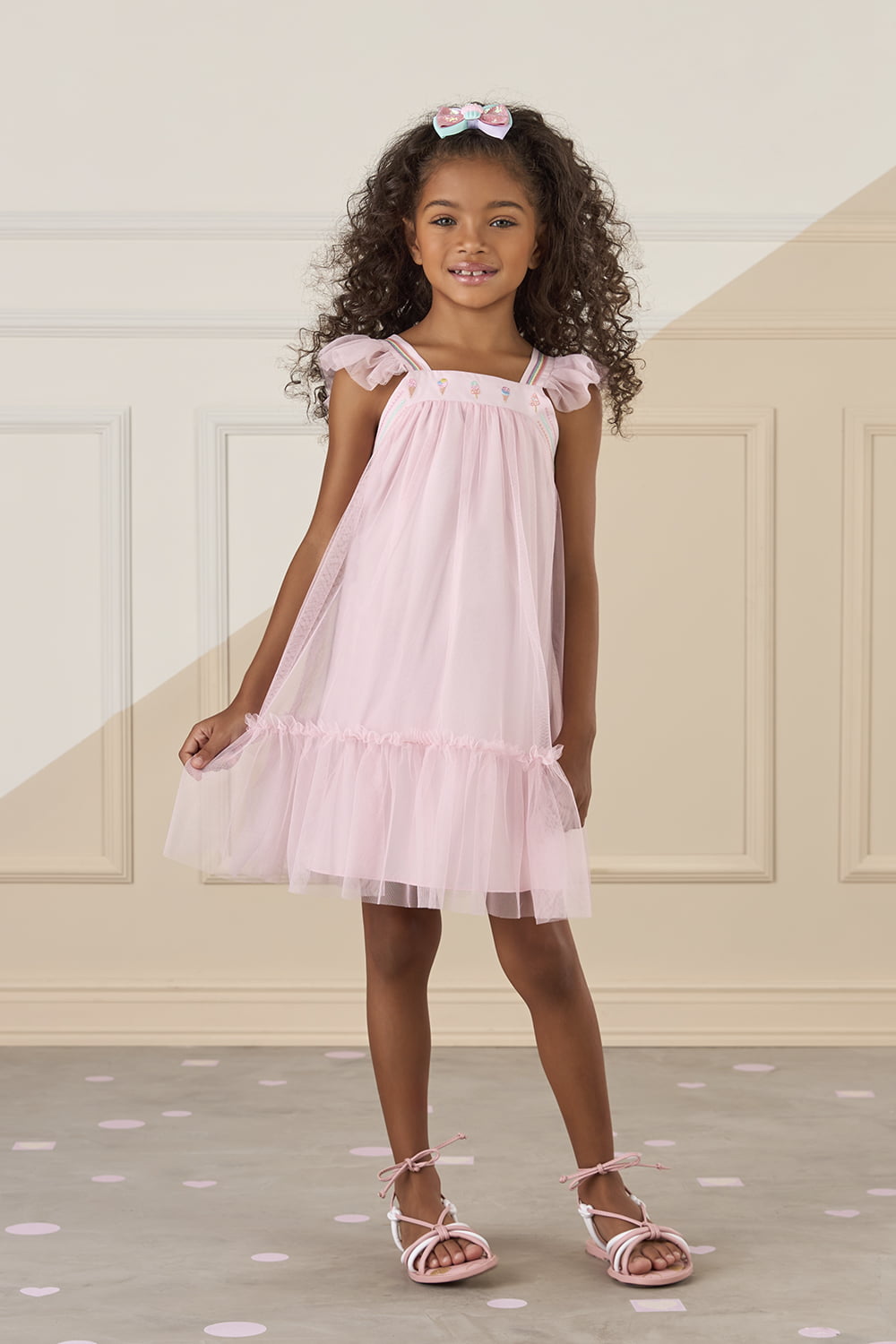 VESTIDO INFANTIL MON SUCRÉ EM TULE COM DETALHE BORDADO - 51133125164