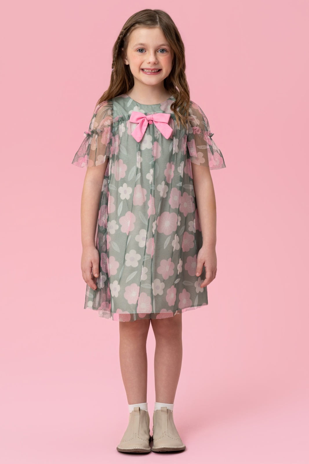 VESTIDO INFANTIL MON SUCRÉ EM TULE ESTAMPADO - 51133128096