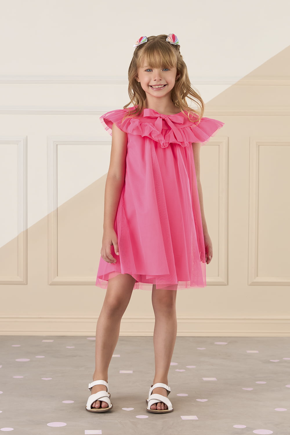 VESTIDO INFANTIL MON SUCRÉ EM TULE ROSA - 51133125386
