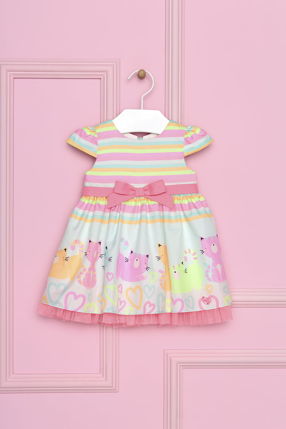 VESTIDO INFANTIL MON SUCRÉ ESTAMPA COLORIDA COM TULE - 51193125054