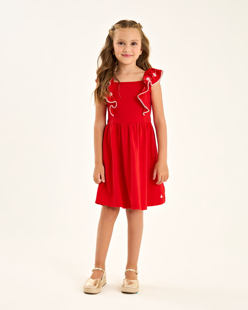 VESTIDO INFANTIL SOMNII EM COTTON COM FLORES - 3254049