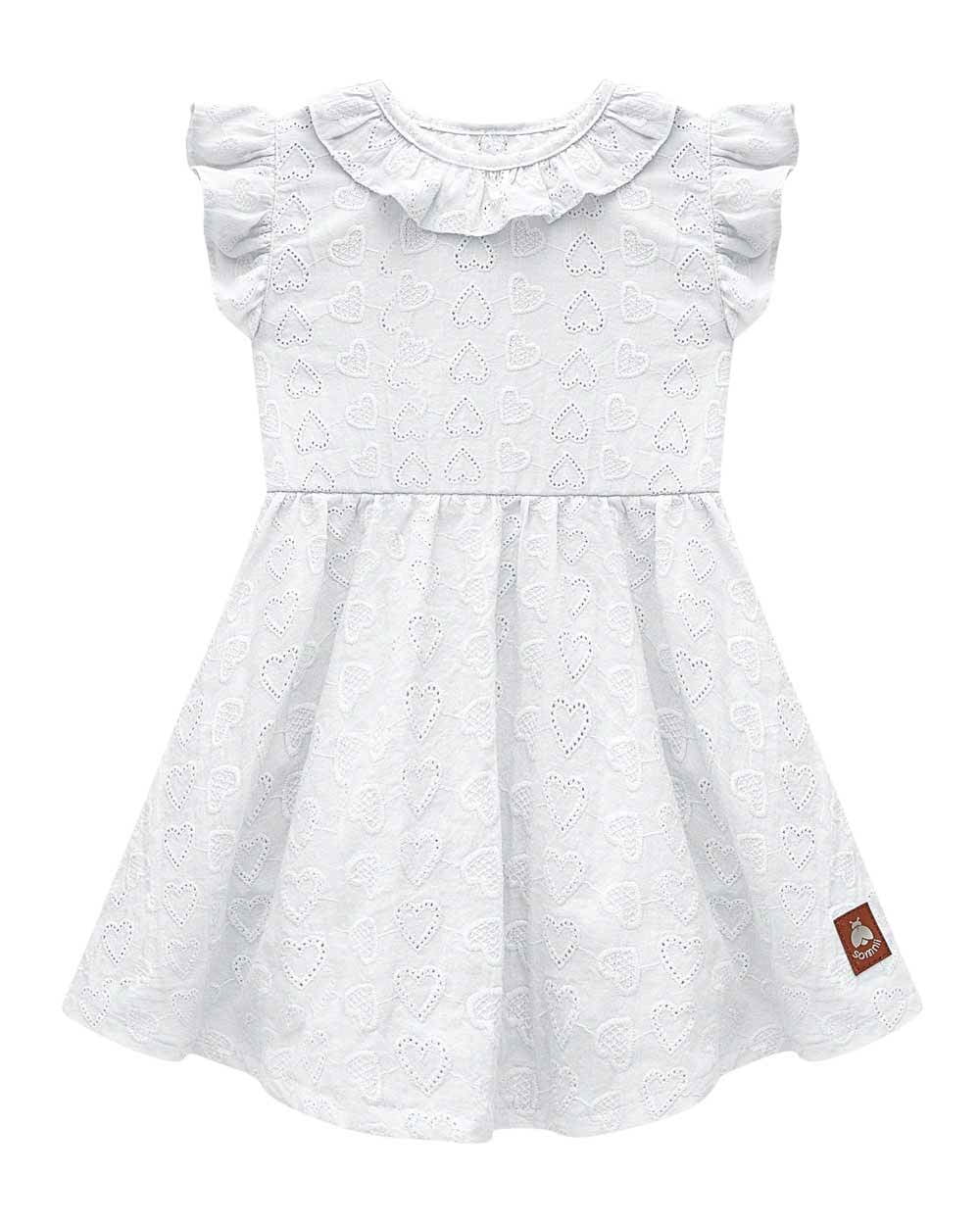 VESTIDO INFANTIL SOMNII EM TECIDO LESIE CORAÇÃO E FORRO EM MEIA MALHA - 3243005