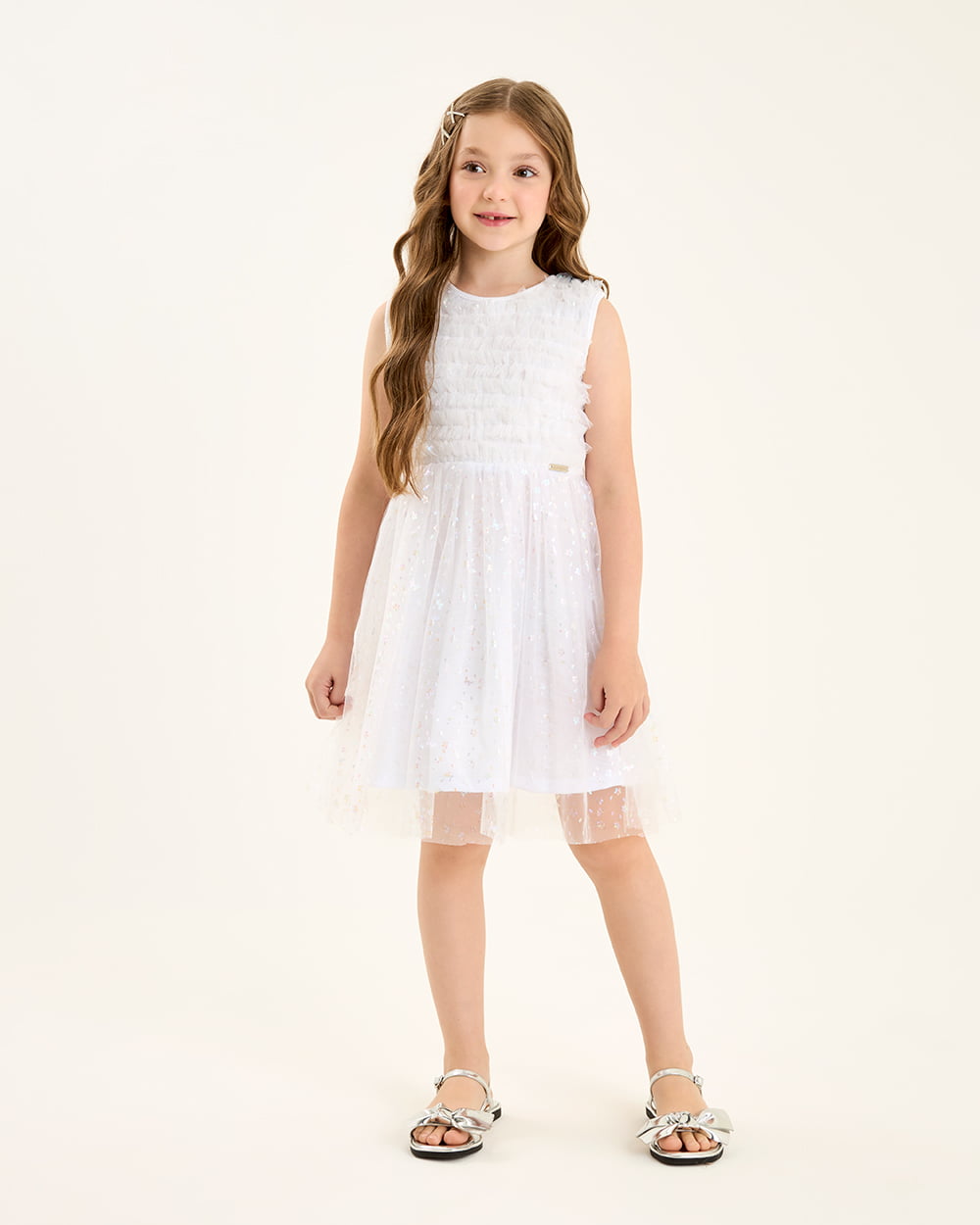 VESTIDO INFANTIL SOMNII EM TULE DELICATE E RIBANA - 3254056